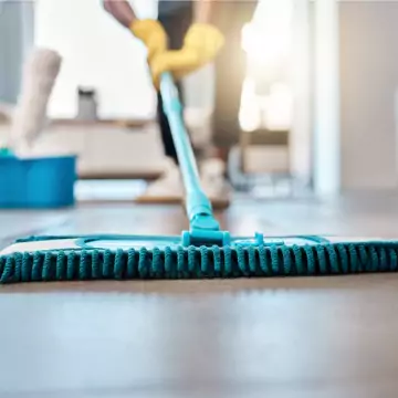 A cleaner is seen at work. Corporate Clean offers Janitorial Service in Peoria County IL.