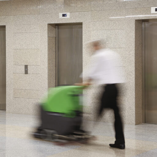 A man cleans an office floor in Dunlap IL